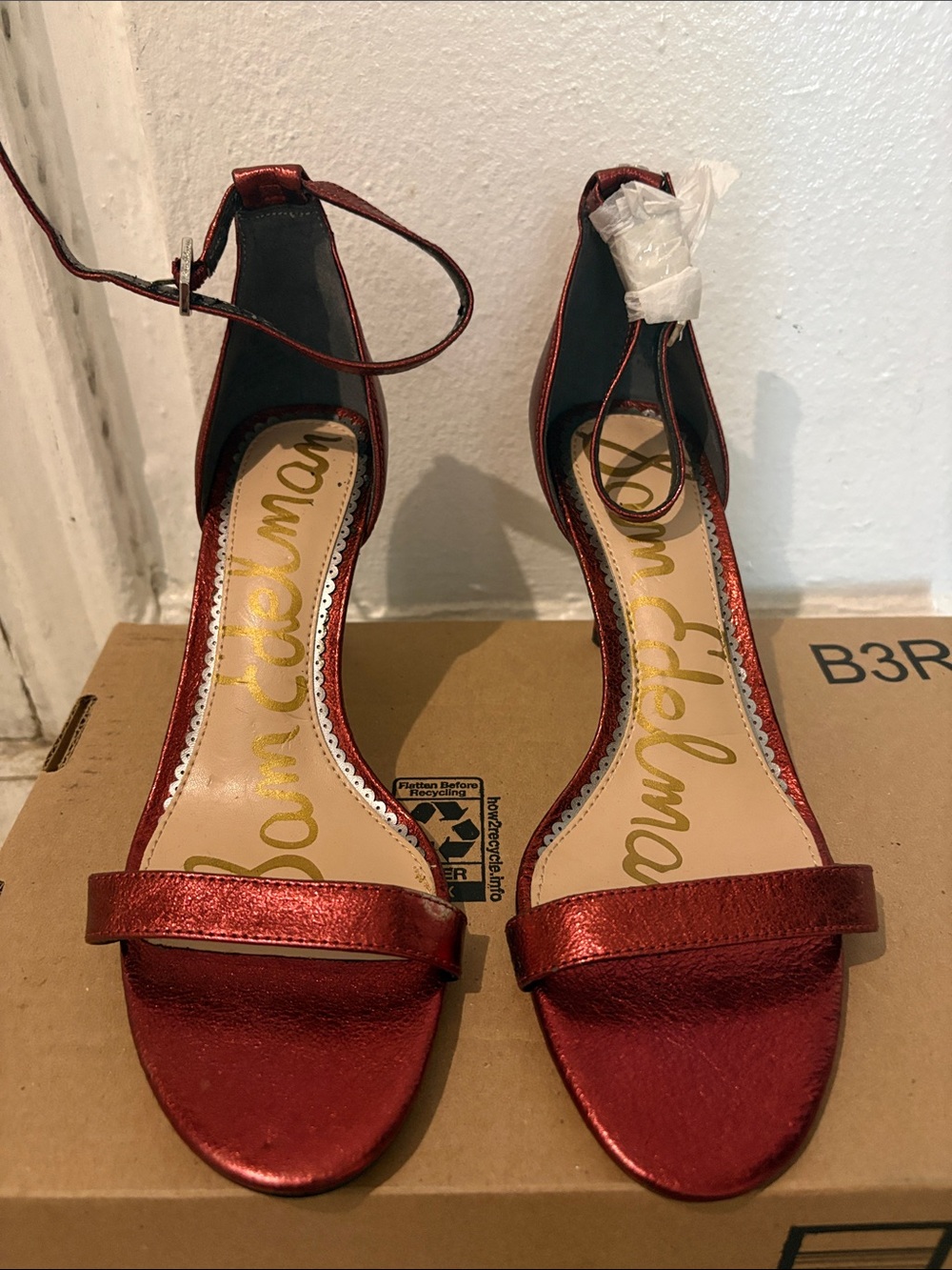 Sam Edelman Metallic Red Ankle-Strap Heels